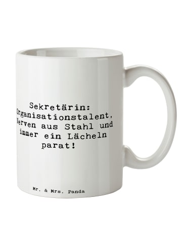 Mr. & Mrs. Panda Teetasse Spruch Sekretärin Heldin mit Spruch in Weiß