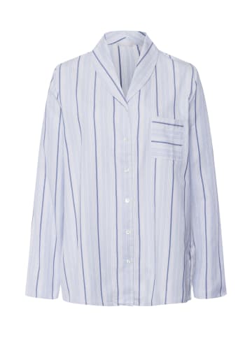 Hanro Longsleeve Loungy Nights in powder blue stripe
