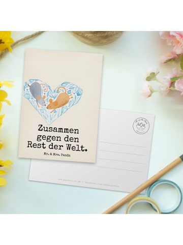 Mr. & Mrs. Panda Ansichtskarte Hochzeit Mäuse Herz Design mit Sp... in Weiß