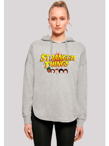 F4NT4STIC Oversized Hoodie Stranger Things Comic Heads Netflix TV Series in grau