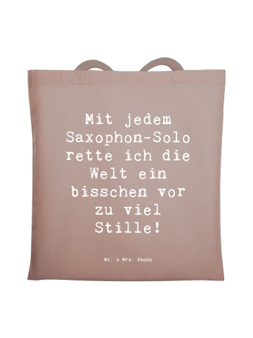 Mr. & Mrs. Panda Tote Bag Spruch Saxophon Magie mit Spruch in Braun Pastell