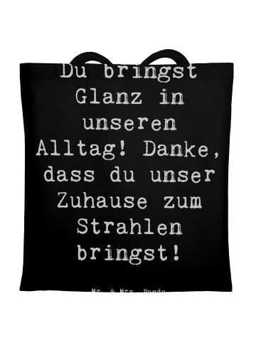 Mr. & Mrs. Panda Stofftasche Spruch Glanz Putzfrau mit Spruch in Schwarz