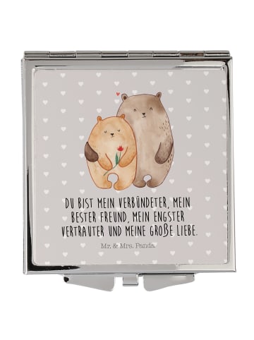 Mr. & Mrs. Panda Handtaschenspiegel quadratisch Bären Liebe mit ... in Grau Pastell