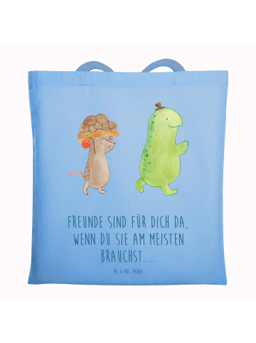Mr. & Mrs. Panda Shopping Tasche Schildkröte Maus mit Spruch in Sky Blue