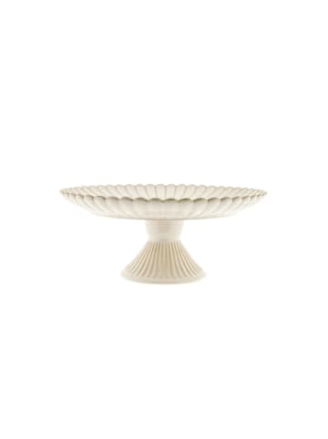 Almina Bloomy Servierplatte ø33 cm, mit Fuß & floraler Struktur - elegant in Creme