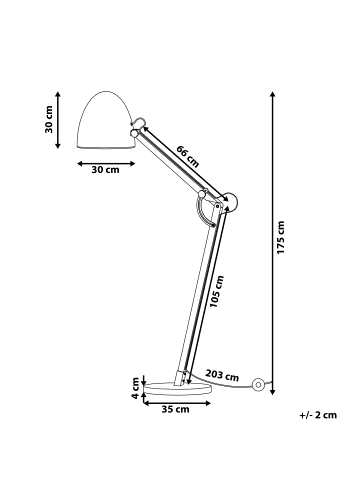 Beliani Stehleuchte HETTON in Weiß/Braun - (W) 35 x (H) 175 x (L) 35 cm