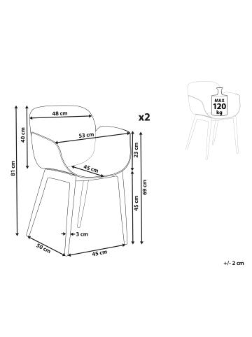 Beliani 2er-Set Esszimmerstuhl ABILENE in Weiß/Heller Holzfarbton