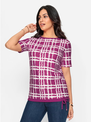 WITT WEIDEN Kurzarmshirt in magenta-ecru-bedruckt