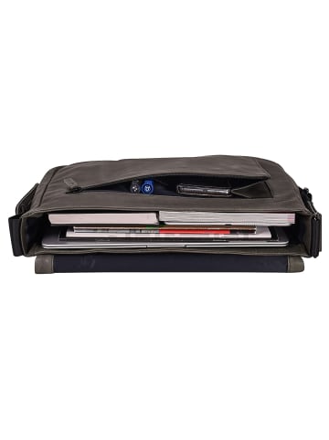 Leonhard Heyden Den Haag Messenger Leder 37 cm Laptopfach oliv