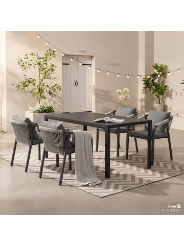 home24 home24 Gartenstuhl 2er-Set aus pulverbeschichtetem Aluminium & Webstoff - 55 x 74 x 65 cm in Anthrazit