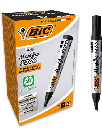 Bic Marking 2300 Permanent Marker, in Schwarz, Wasserfester Stift auch für Karton