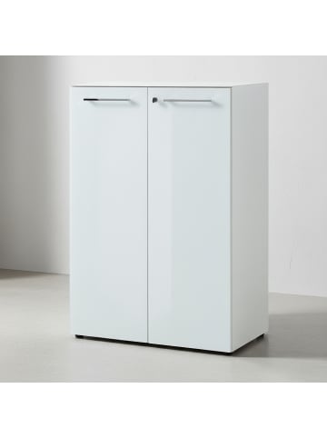 KADIMA DESIGN Aktenschrank Glasfront Soft-Close Abschließbar, Büro in Weiß