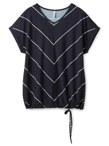 sheego T-Shirt in nachtblau-weiß