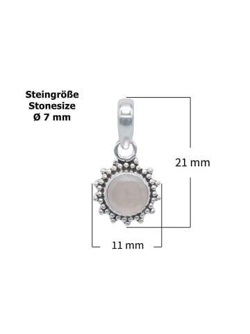 mantraroma 925er Silber - Kettenanhänger (L) 11 x (B) 21 mm mit Rosenquarz