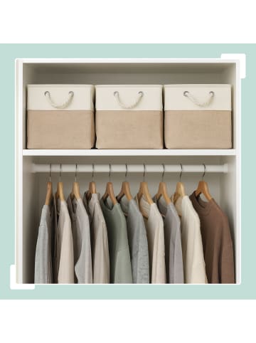 relaxdays 3 x Aufbewahrungskorb in Beige/ Weiß - (B)30 x (H)30 x (T)30 cm