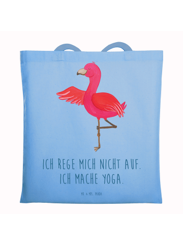 Mr. & Mrs. Panda Tragetasche Flamingo Yoga mit Spruch in Sky Blue