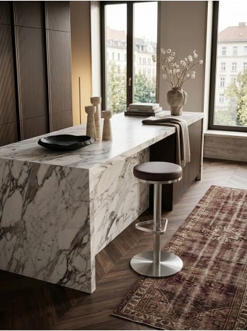 KADIMA DESIGN Barhocker ELBE | Höhenverstellbar, Gepolstert, Triangel-Fuß, 110kg in Braun