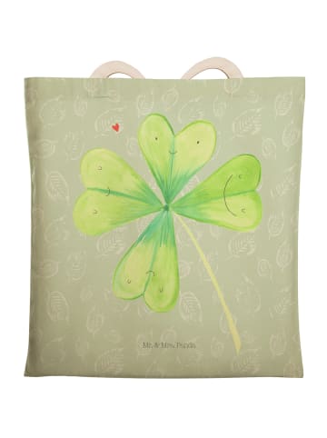 Mr. & Mrs. Panda Tasche Blume Kleeblatt ohne Spruch in Blattgrün