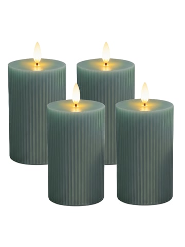 relaxdays 4 x LED Kerzen in Khaki - (H)13 x Ø 7,5 cm