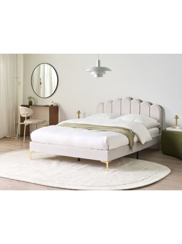 Beliani Doppelbett SAUVIAN in Weiß/Gold - (W) 145 x (H) 98 x (L) 207 cm