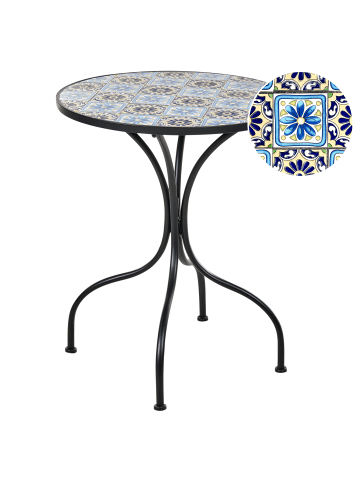 Beliani Gartentisch AGGIUS in Schwarz/Blau - (W) 60 x (H) 74 x (L) 60 cm