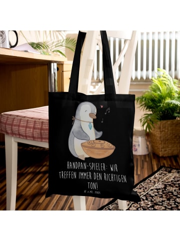Mr. & Mrs. Panda Shopping Tasche Handpan Spieler mit Spruch in Schwarz