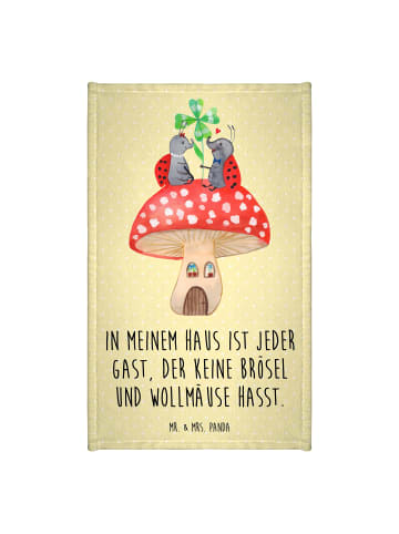 Mr. & Mrs. Panda Gästehandtuch Marienkäfer Fliegenpilz mit Spruch in Gelb Pastell