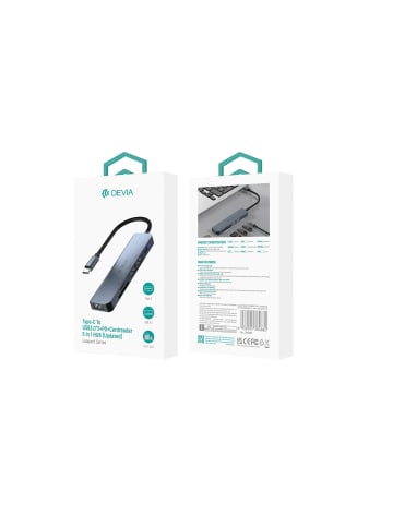 COFI 1453 Devia Adapter HUB 5in1 USB-C 3.1 auf 3x USB 3.0 + SD/TF in Dunkelgrau