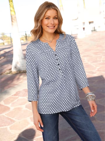 WITT WEIDEN Bluse in marine-ecru-bedruckt