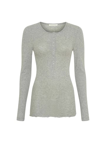 Seamless Basic Hemd Cotton Granddad in Grey Melange