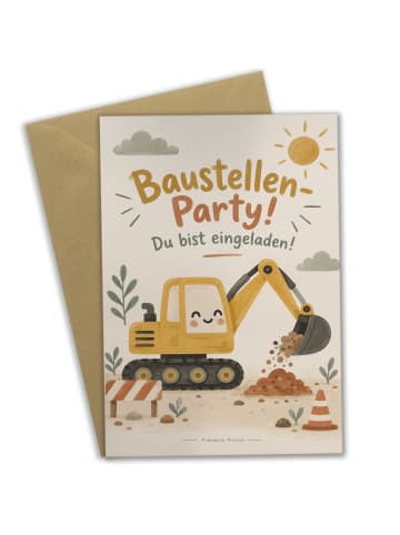 Mr. & Mrs. Panda Geburtstagskarte Bagger skandinavisch Design mi... in Weiß