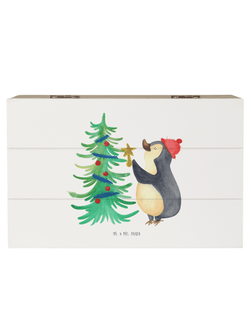 Mr. & Mrs. Panda Geschenkbox Pinguin Weihnachtsbaum ohne Spruch in Weiß