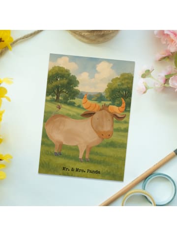 Mr. & Mrs. Panda Ansichtskarte Sternzeichen Stier Design ohne Sp... in Weiß