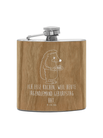 Mr. & Mrs. Panda Flachmann Edelstahl Igel Kuchenstück mit Spruch in Braun