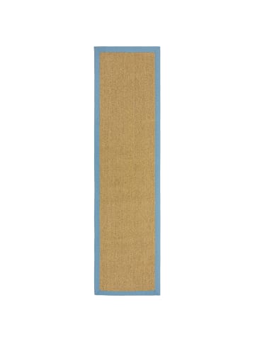 KADIMA DESIGN Outdoor Teppich Sisal Bordüre, Balkon schmutzabweisend in Natur-Blau