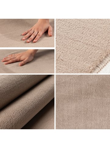 KADIMA DESIGN Teppich Kurzflor Uni-Farbe Microfaser Antirutsch Wohnzimmer waschbar in Beige