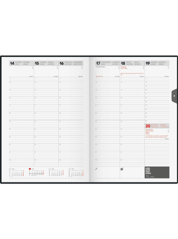 BRUNNEN Buchkalender 797 16,8x24cm 1 Woche/2 Seiten Miradur-Einband schwarz 2026