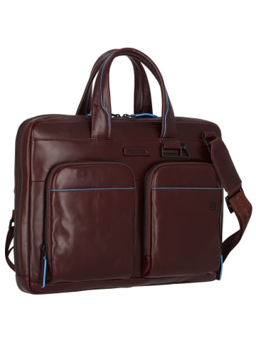 Piquadro Blue Square Aktentasche RFID Schutz Leder 37 cm Laptopfach in mahogany