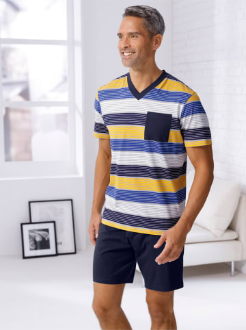 Sieh an! Shorty in royalblau-ocker-geringelt