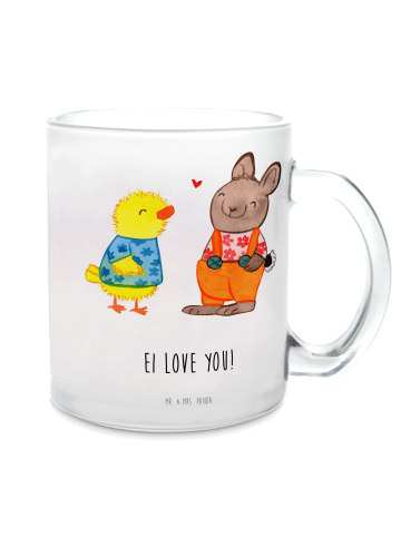 Mr. & Mrs. Panda Glasbecher Ostern Freundschaft mit Spruch in Transparent