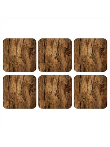 OnlyWow Glasuntersetzer 6er-Set Holz-Optik
