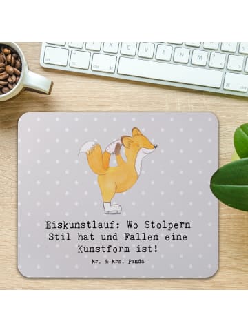 Mr. & Mrs. Panda PC Mausunterlage Eiskunstlauf Kunst mit Spruch in Grau Pastell