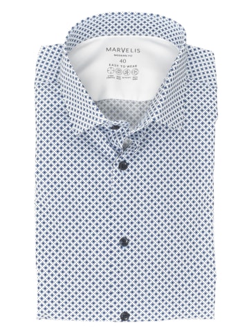MARVELIS Modern Fit Easy To Wear Hemd in Blau/Weiß