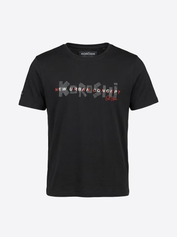 KOROSHI Crew t-shirt baumwolle druck-emb in Schwarz