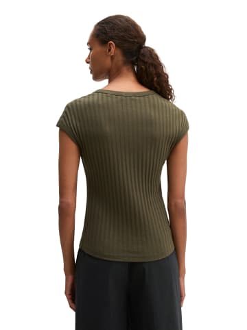 Marc O'Polo Pointelle-T-Shirt slim in Mossy Earth