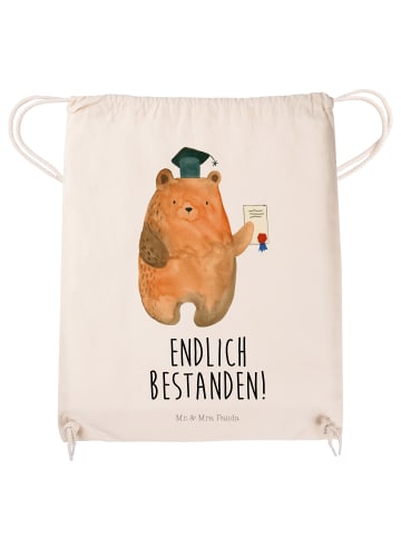 Mr. & Mrs. Panda Rucksack Beutel Bär Prüfung mit Spruch in Creme
