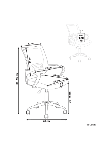 Beliani Bürostuhl SOLID in Beige/Silber/Weiß - (W) 60 x (H) 85 x (L) 60 cm