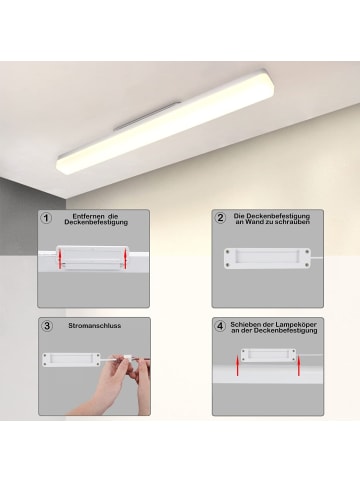 ZMH LED Deckenleuchte in Weiß 24W Lang Flurlampe 4000K Neutralweiß L 60cm