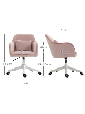Vinsetto Massage Bürostuhl-57B x 70T x 78-86H cm-Rosa