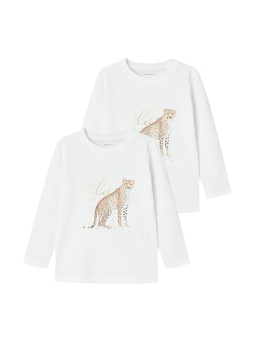 name it 2er-SET Langarmshirt mit Gepard-Motiv und Glitzerdetails in Weiß-2